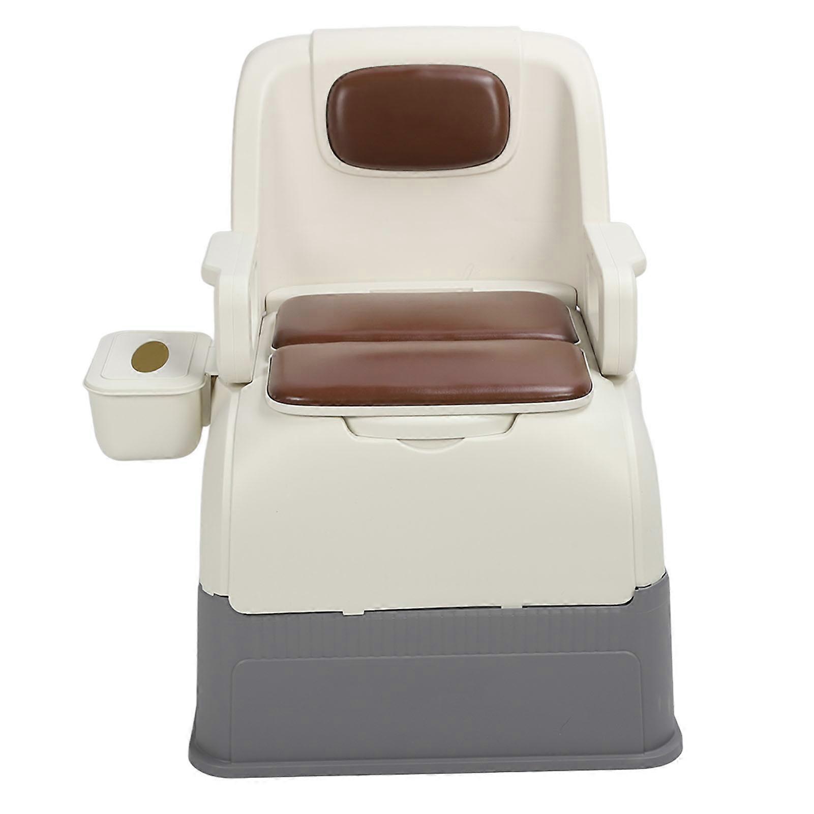 Portable Toilet Seat Stable Base Soft Padded Bedside Commode Toilet Chair with Handles for Elderly Brown