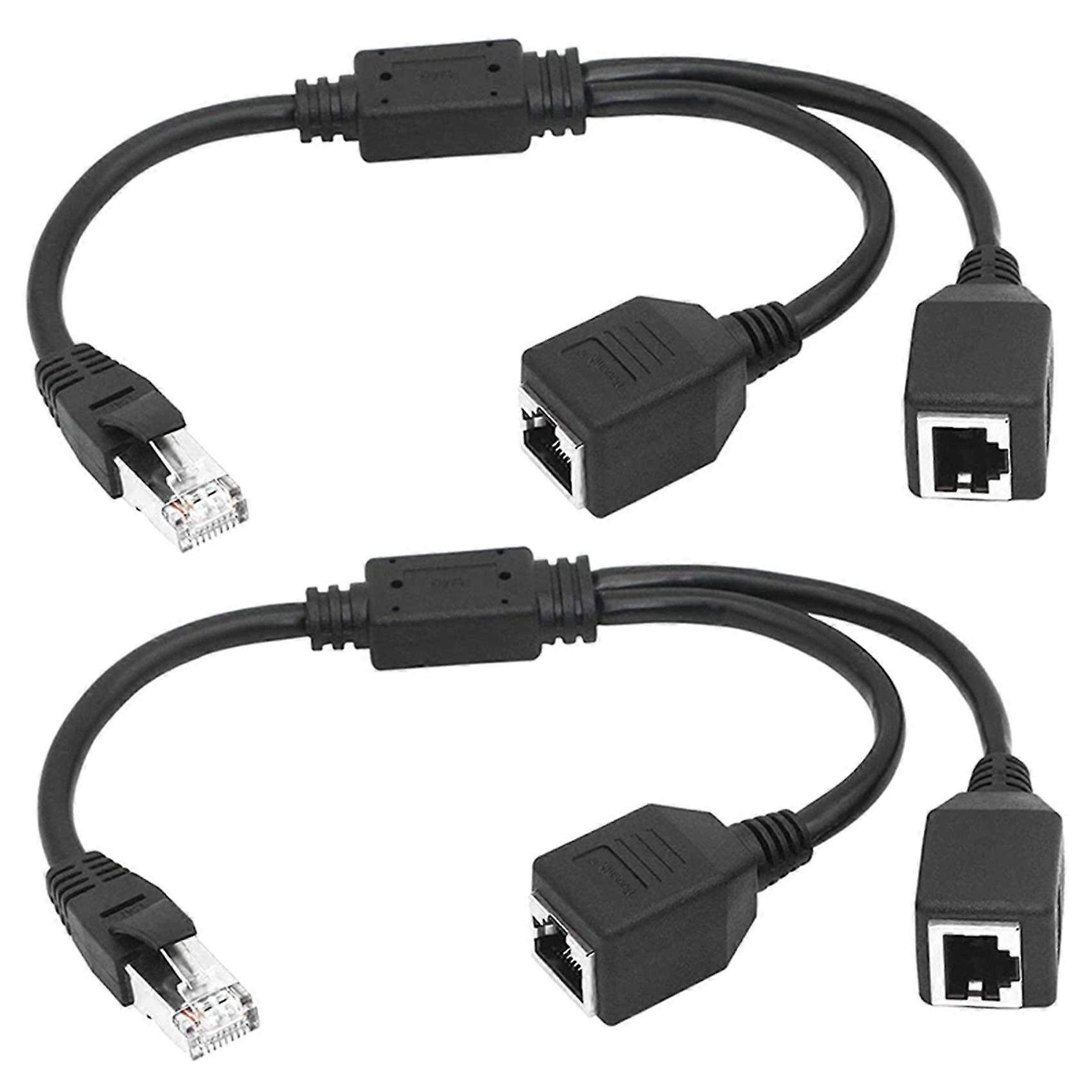 2X RJ45 1 Male to 2 Female Ethernet Splitter Cable for Super Cat5, Cat6, LAN Ethernet Network Exten