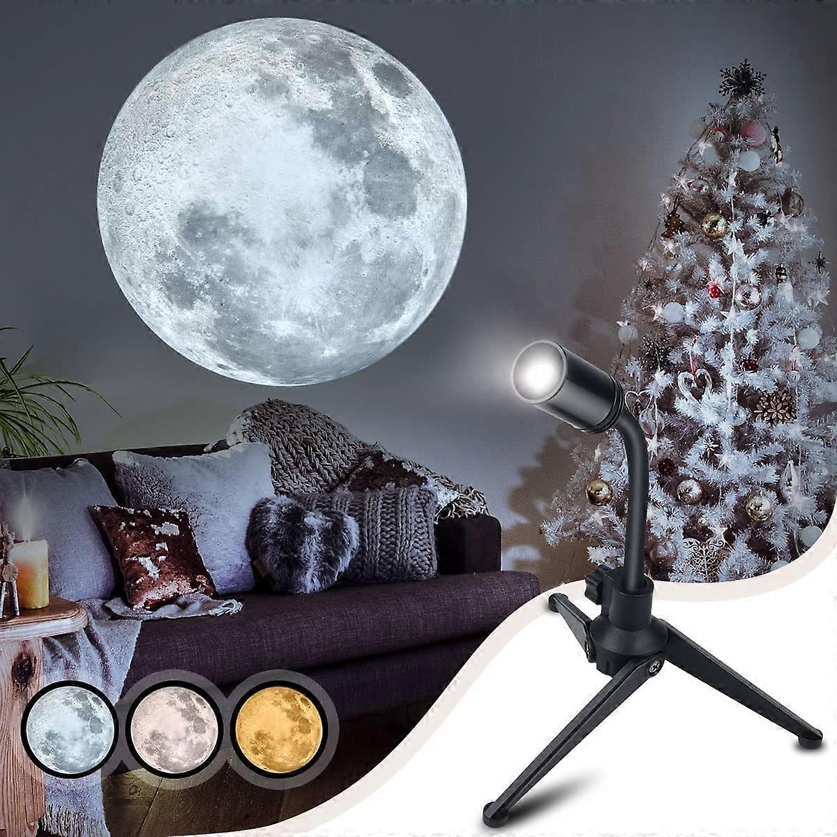 Mise à niveau non-fade projecteur de lune veilleuse, lampe de lune USB, projecteur d’atmosphère de lune réglable à luminosité rotative à 360°, cadeau pour les enfants amoureux de la lune Wa