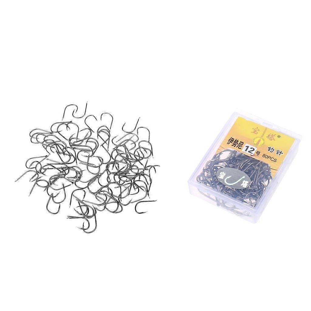 170pcs Durable Assorted Barbed Fishing Hooks Circle Bass Carp Fishing Hooks Black11# 12#