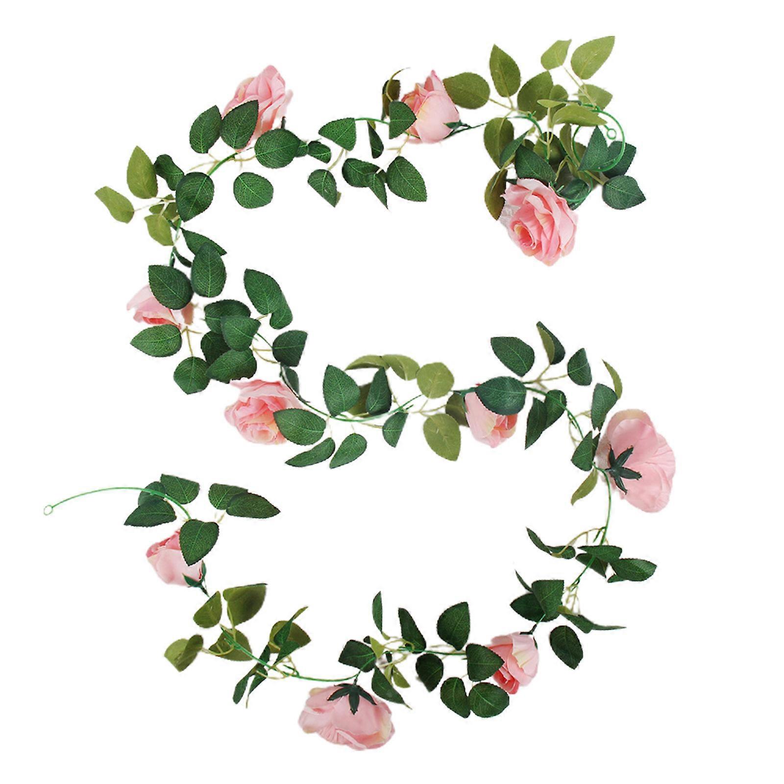 リアルなピンクのバラのつる、2.3m造花ガーランド