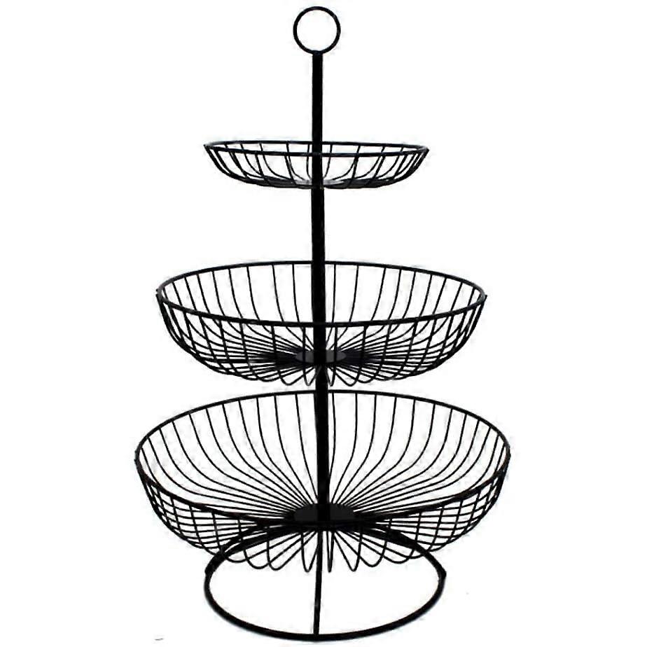 Hedelmäkori 3-tasoinen metallinen hedelmäkuppi vihanneshedelmäkulho hedelmäkakun esittelyteline keittiön pöydän koristeluun hedelmälankahylly säilytysteline kakulle 