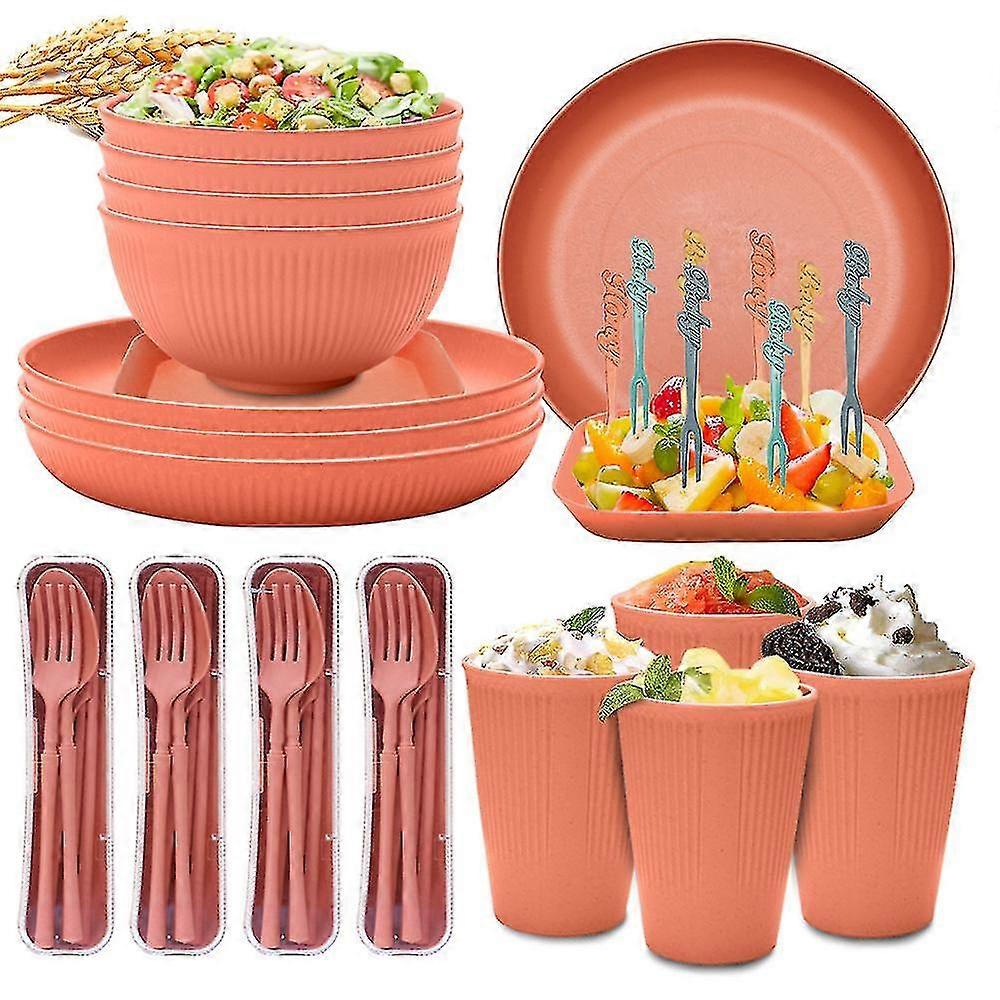 Unbreakable Dinnerware Sets Camping Plates And Bowls Set Plastic Picnic Dinner Sets
