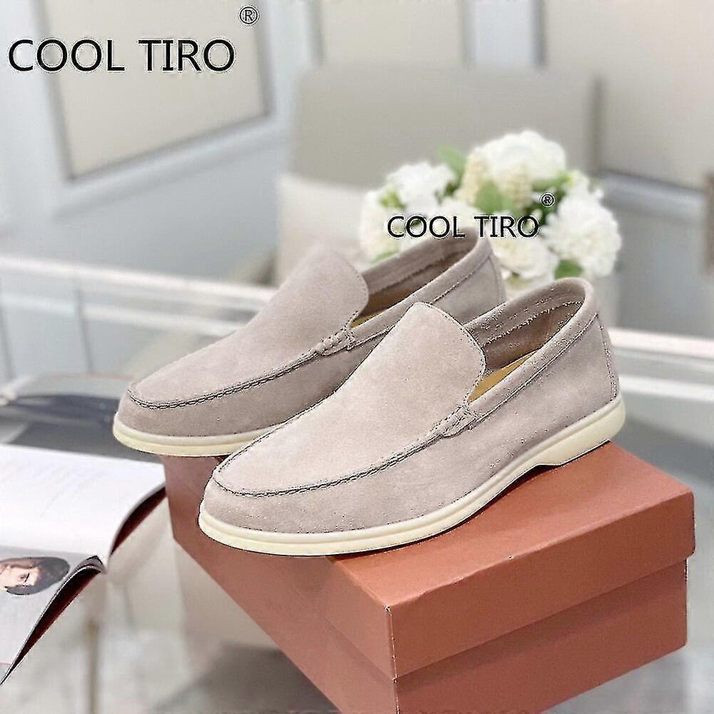 Sand ruskind mænd Loafers Casual Moccasins Summer Walk Sko Rund tå Slip-ons Flad Kørsel Dovne Beanie Sko Gentleman Dress Shoe