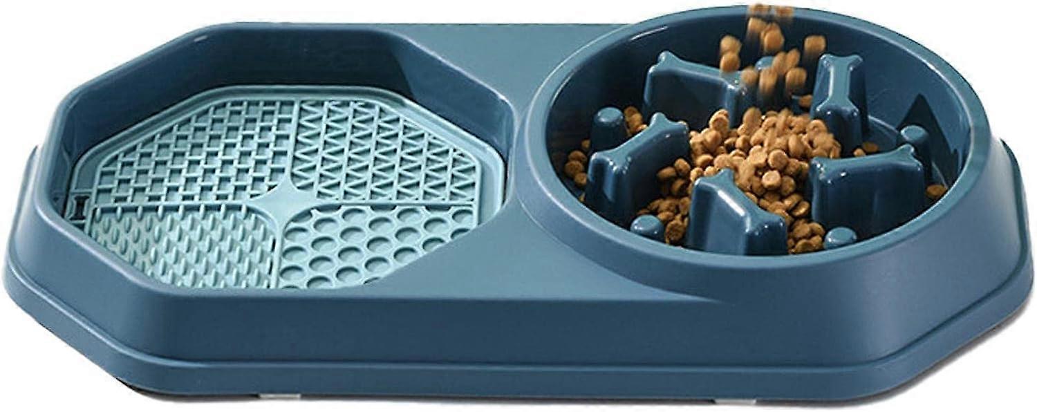 2-in-1 Slow Feeder Dog Bowl with Lick Mat for Treats, Prevents Choking and Bloating