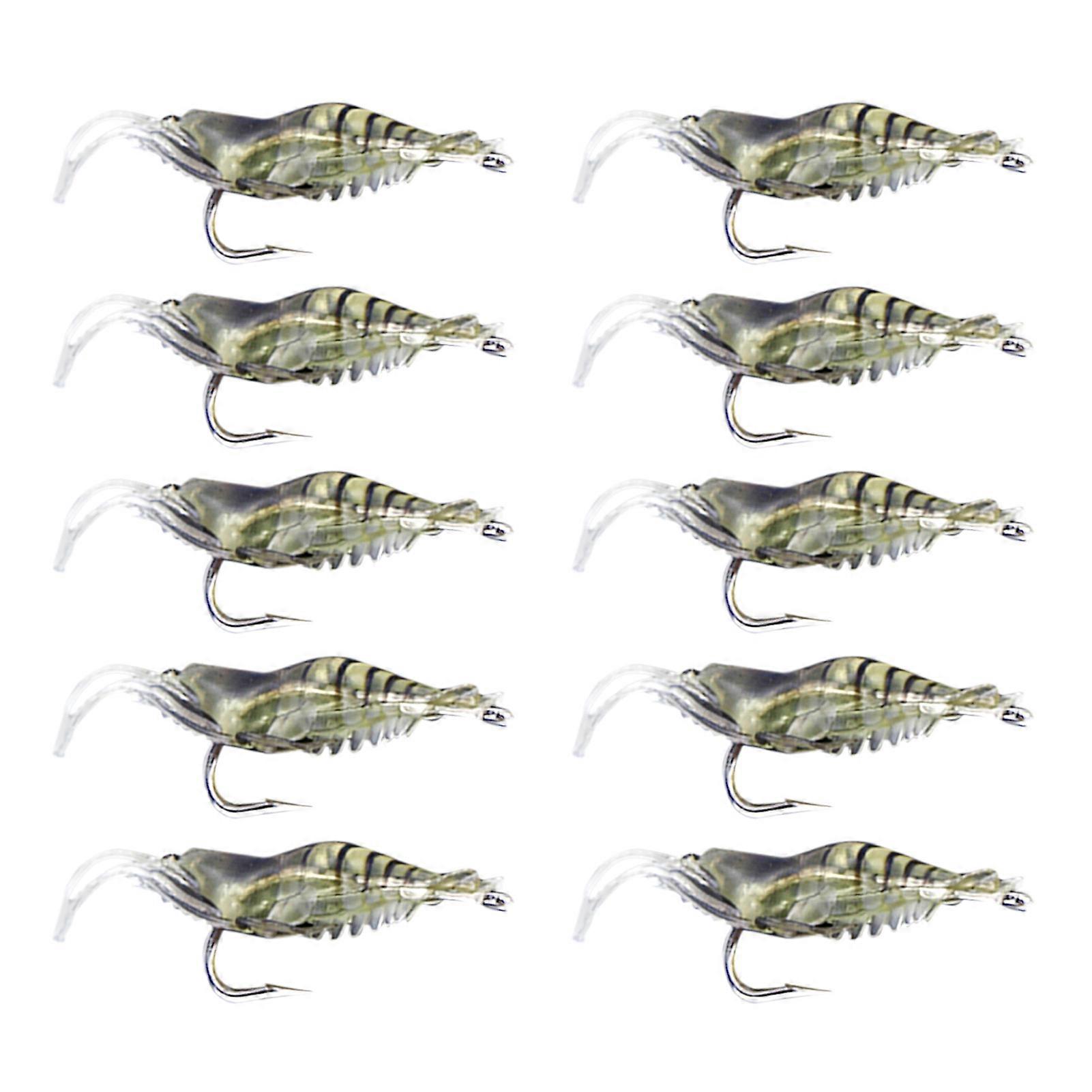 Shrimp Simulation Soft Prawn Lure Bait Hook Tackle - 10pcs