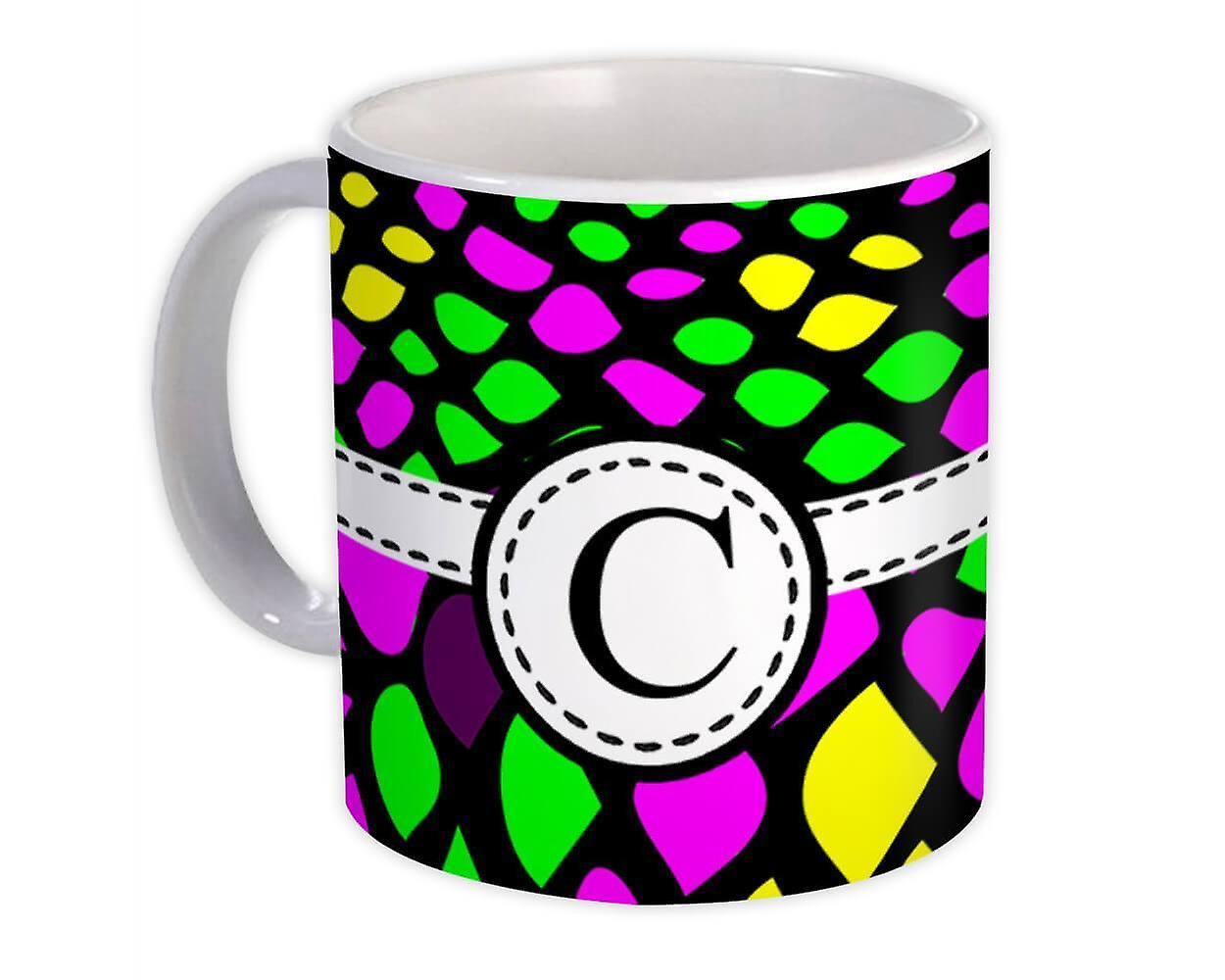 Geschenkbecher: Monogramm Buchstabe C Neon