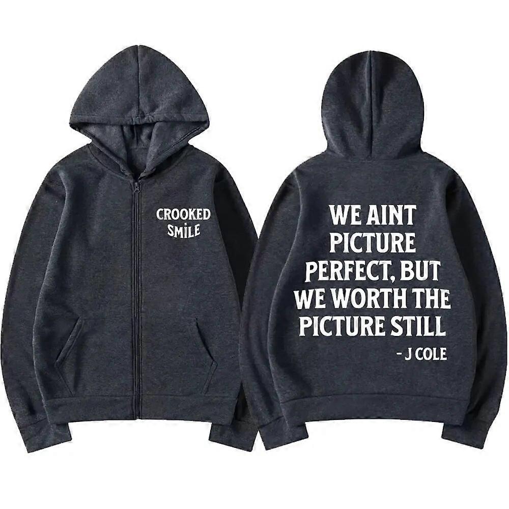 J Cole Dreamville Crooked Smile Lyrics Print Zip Up Sweatshirt Men
