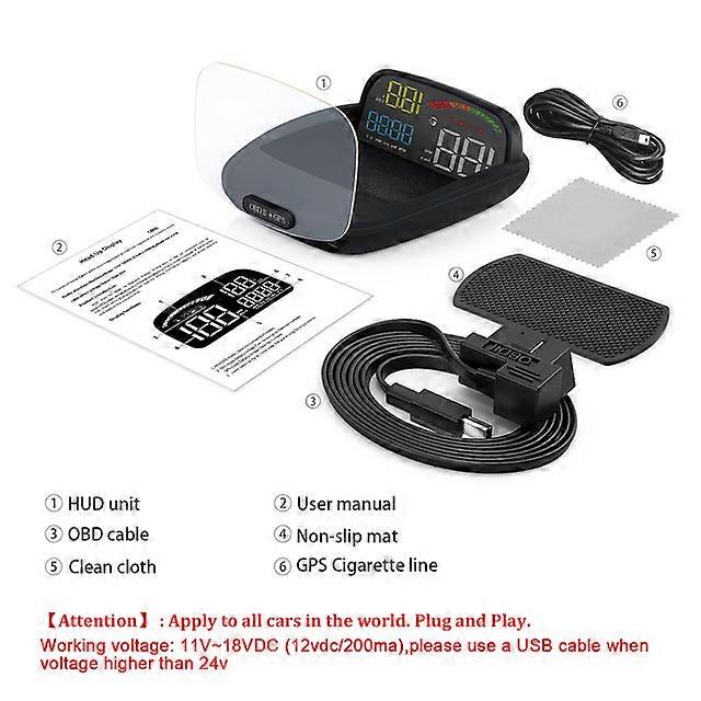 C800 Car GPS OBD2 HUD Head-up Display Driving Recording Overspeed Alarm Oil Temp Fuel Consumpation On-board Computer