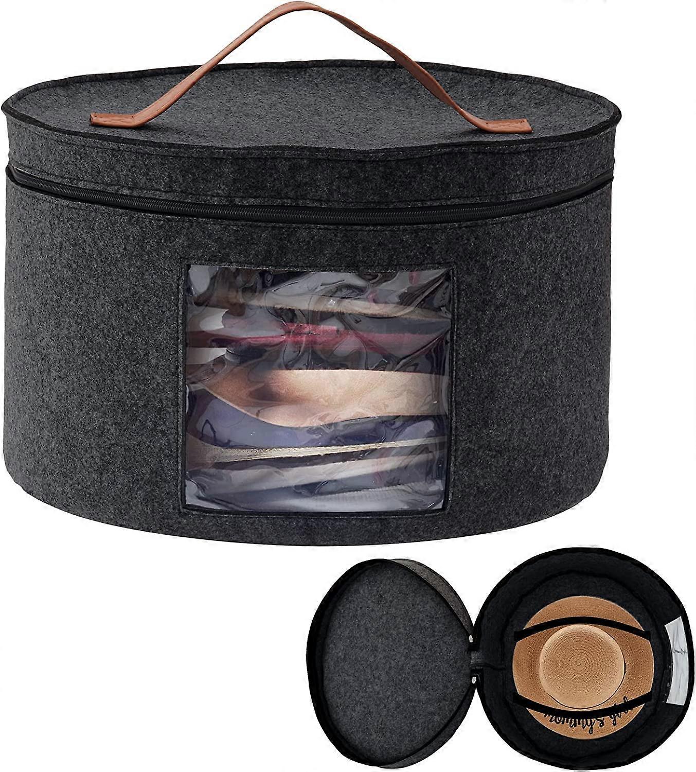 Hat Storage Box with Lid, 17inch Diameter Pop Up Hat Boxes for Women Men Storage