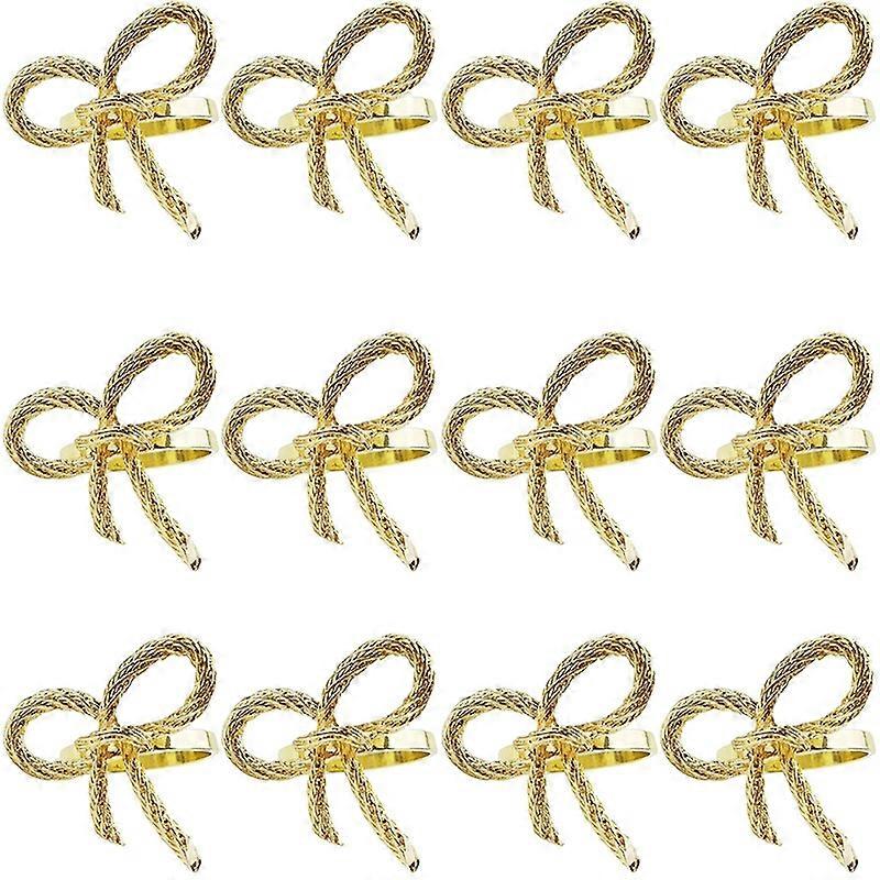 12 Pcs Simple Napkin Ring Butterfly Bow Tie Napkin Buckle Hotel Restaurant Mouth Cloth Ring Metal N