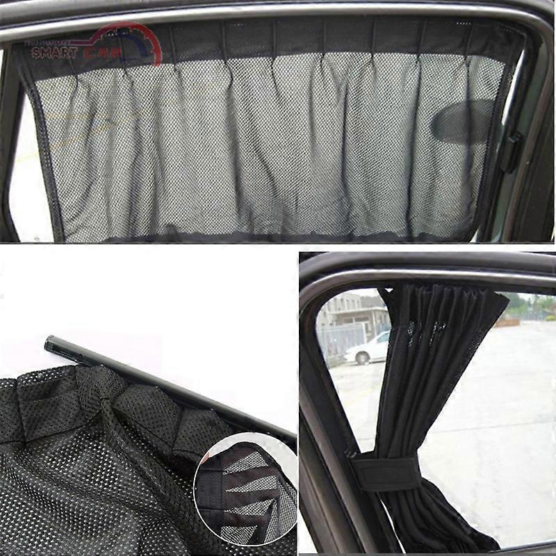 Black Mesh Interlock VIP Car Window Curtain Sunshade Visor UV Block