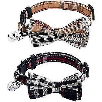 Cat Collar With Safety Clasp And Bell, Cat Collars With Bow Tie For Girls And Boy Kittens, 2 Pack