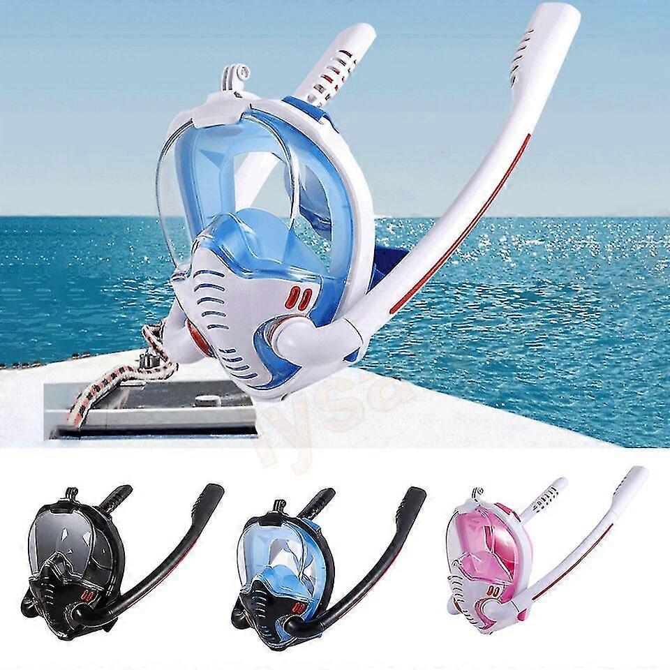 Diving Mask, Snorkel Mask, Full Mask, CO2, Safe Breathing, Effortless Breathing, 180 Field of View, Anti-Leak, Double Tubes with Camera Mount,50% Offe