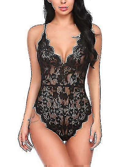 Damen Einteilige Dessous Deep V Teddy Spitze Body