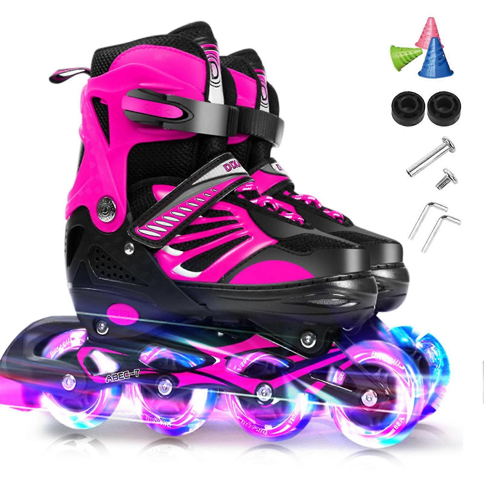 Adjustable Illuminating Inline Skates With Light Up Wheels