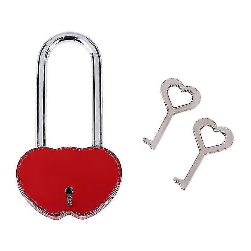 Mini Red Double Heart Shape Lock Padlock Small Luggage Box Lock With Keys