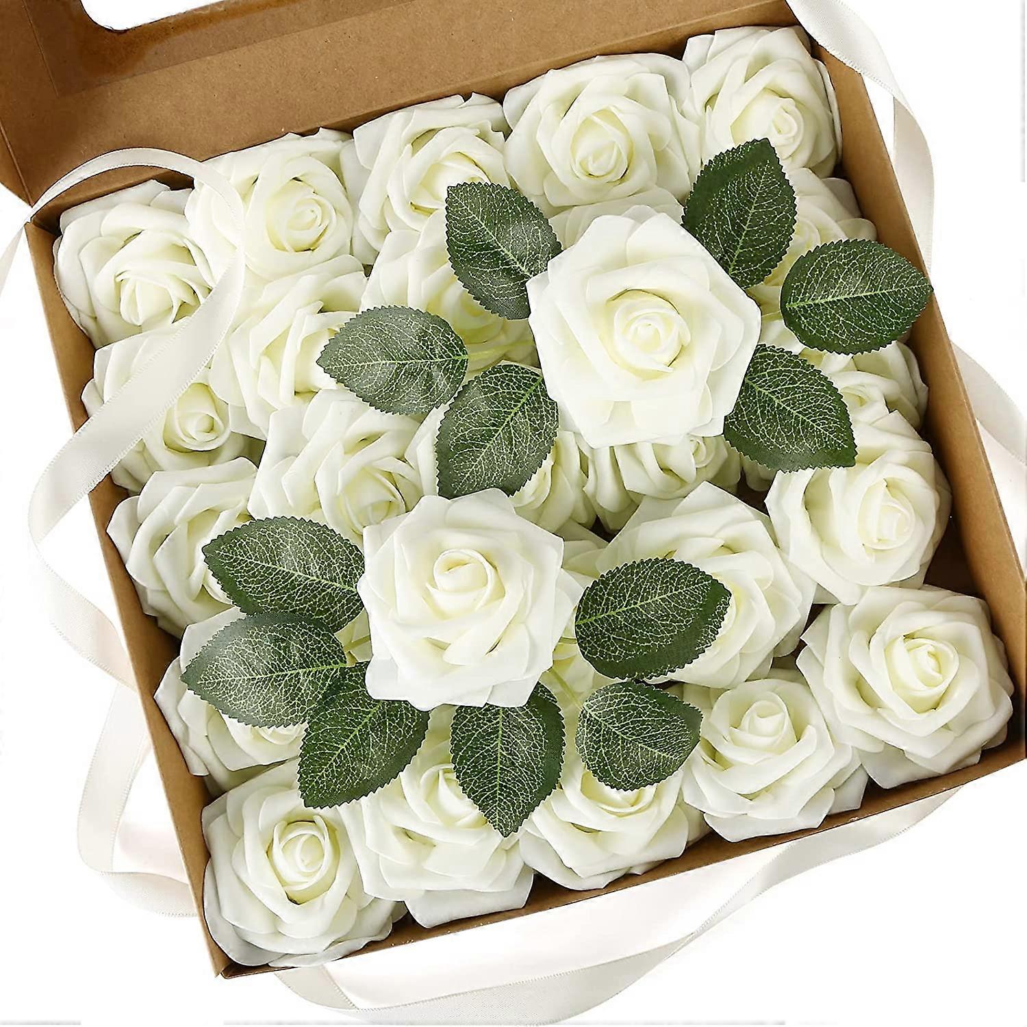 30 STCKE weie Rose Blume Blush knstliche Rose, 3inch Schaum Fake Rosen  mit Stielen, fr Hochzeitsarrangement, Muttertag, Valentinstag | Fruugo DE
