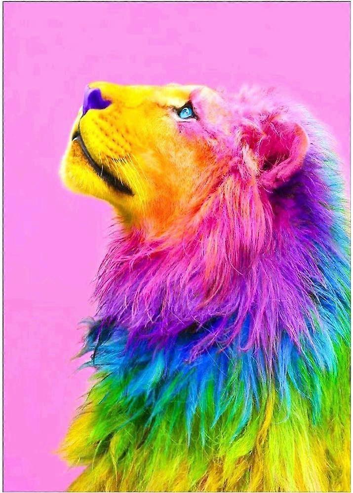 طقم طلاء الماس الماس الكامل 5D ، طقم طلاء حجر الراين الماس DIY للبالغين والمبتدئين ، ديكور المنزل ، أسد مطلي مقاس 12 × 16 بوصة