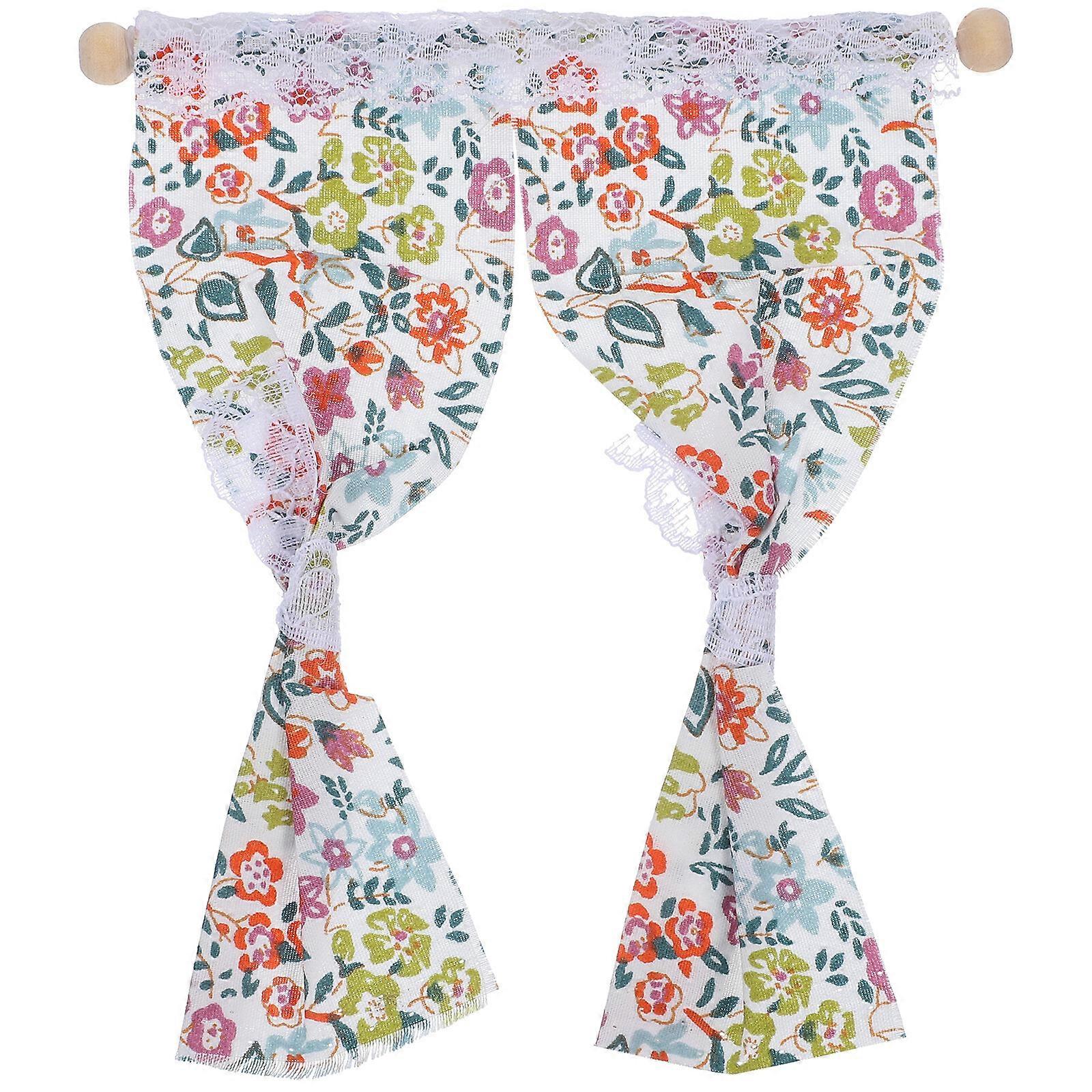 Mini Curtain Miniature House Flower Window Curtain Tiny House Window Accessory