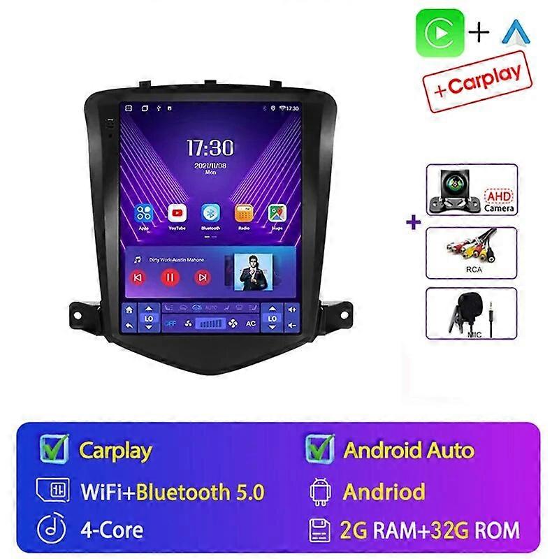 シボレークルーズJ300 2008-2012テスラスタイルCarplayオート2dinステレオGPSヘッドユニットCarplay用4G Android 13カーラジオマルチメディア