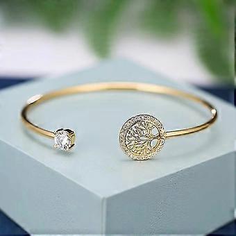 Fashion Tree Of Life Open Bracelet For Women White Zircon Charm