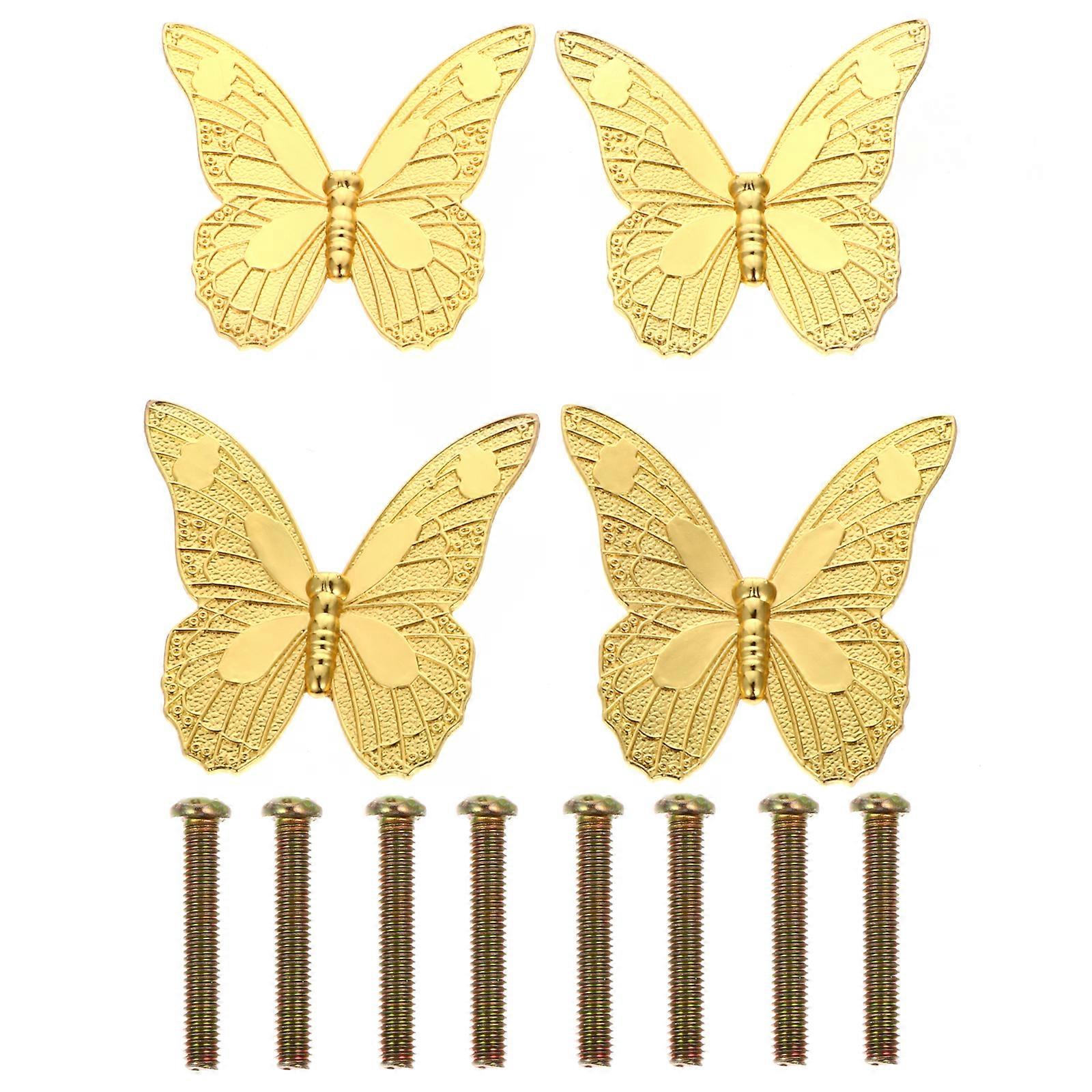 4pcs Vintage Butterflies Cupboard Door Knobs Antique Drawer Pulls Handle Knobs