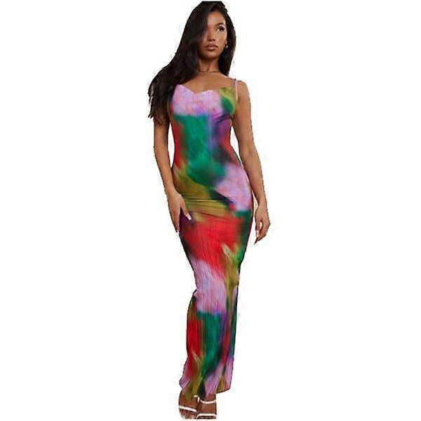 Rochie camisol imprimată pentru femei, rochie cu volan fără mâneci