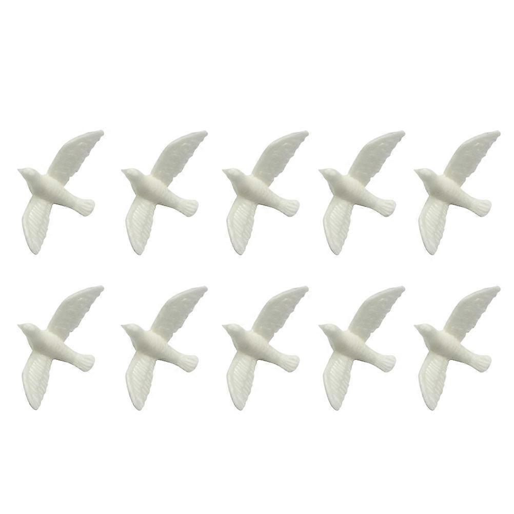 10pcs Mini Artificial White Pigeon Model Vivid Dollhouse Decorative Model