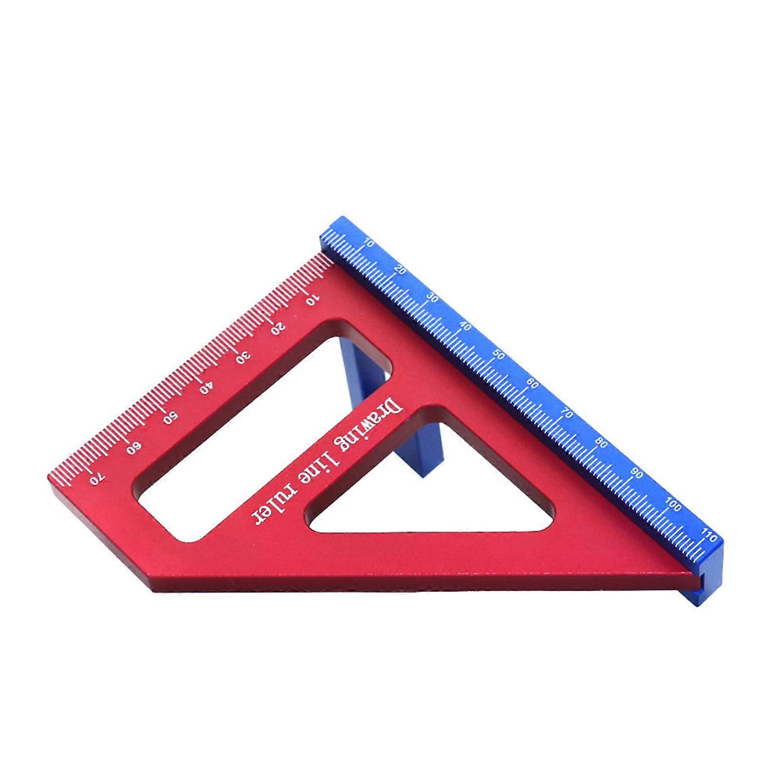 Woodworking Measuring Ruler 45/90 Degree Triangle Scriber Square Protractor Aluminum Alloy Measuring Tool for Engineer Carpenter