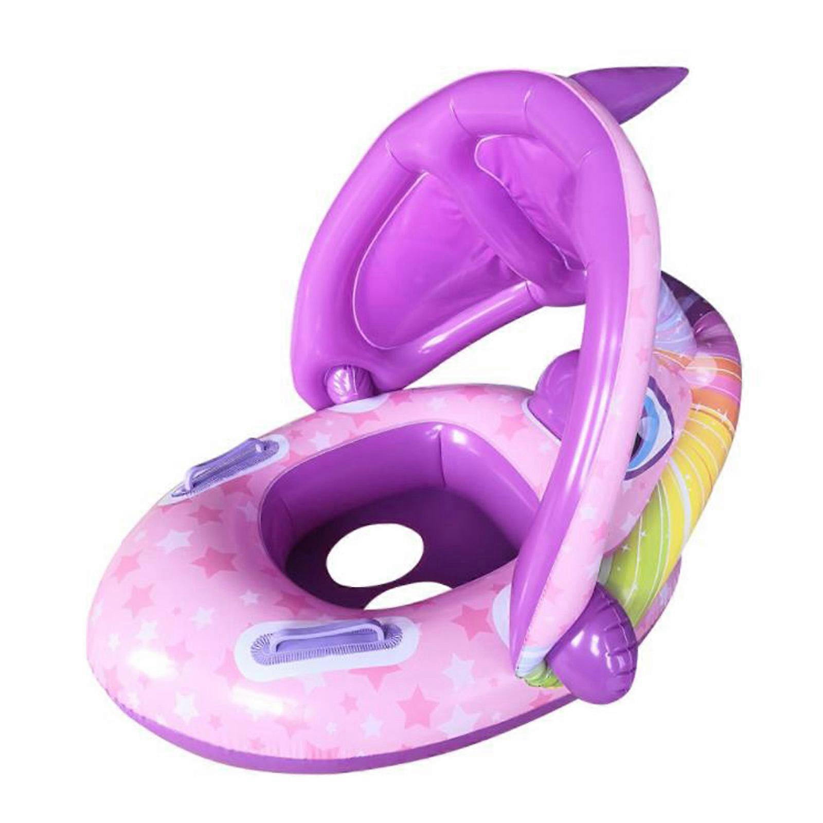 Inflatable Baby Float Avoid Flip Over Infant Pool Float with Canopy Swim Ring Water Float Fun Toys New