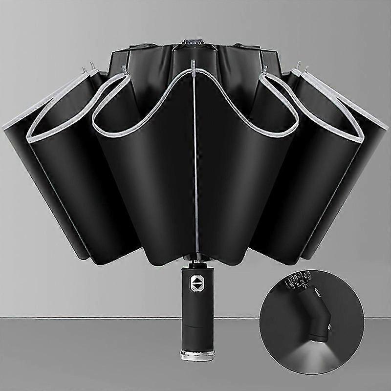 Umbrella Stormproof Up To 140 Km/h - Incl. With Automatic Open-close Function, Reverse Folding (without Dripping) & Led Light XH