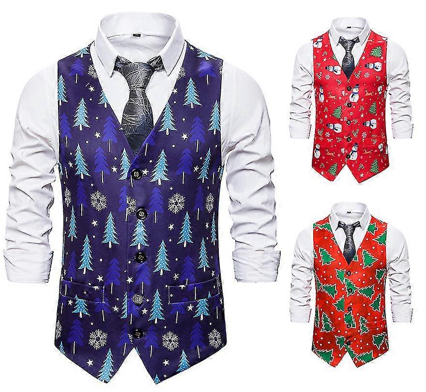 Menns trykte julevester Trykte ermeløse vester