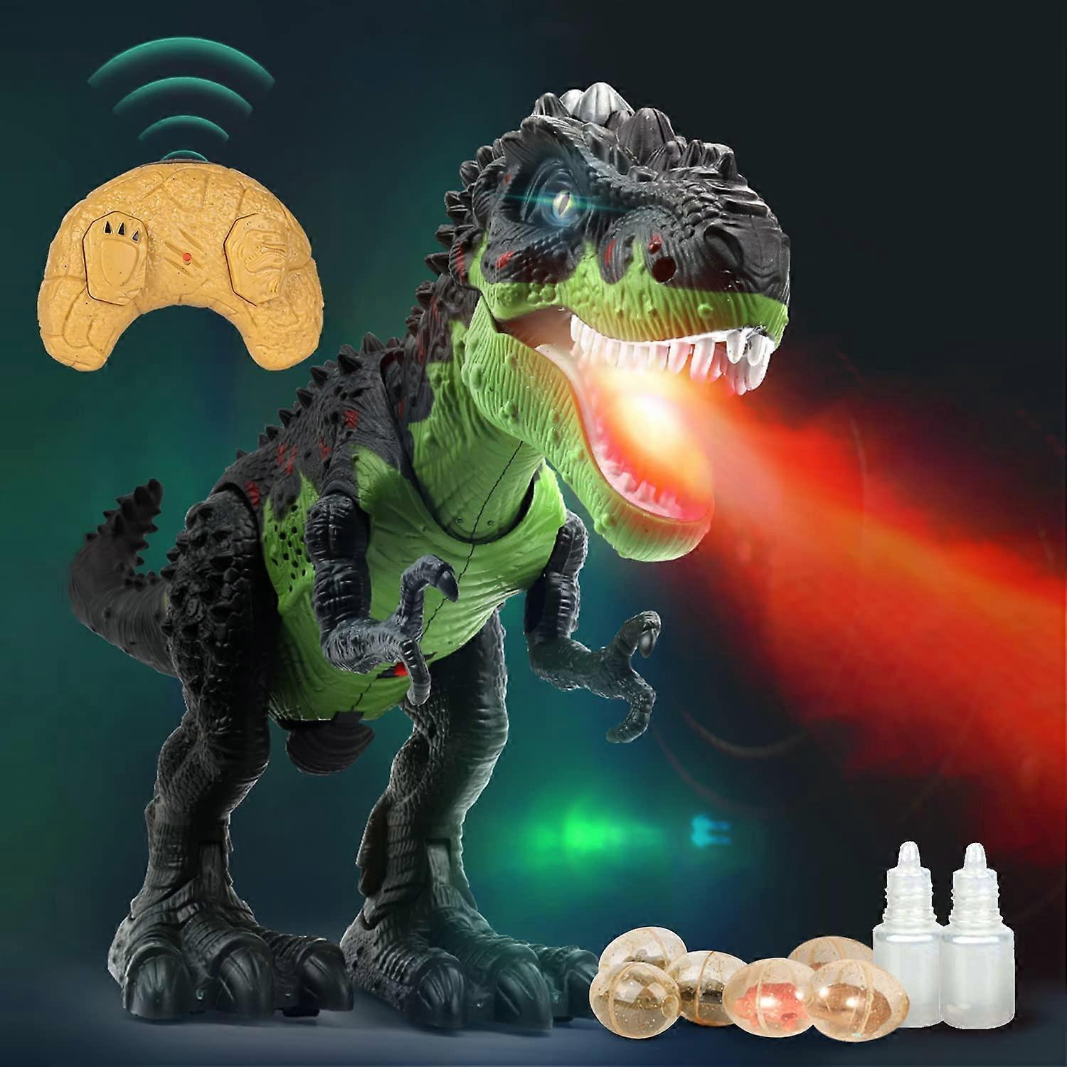Remote Control Dinosaur Toys for Kids 3-5 5-7 8-12, Big RC Walking Robot T-Rex Dinosaur Toys,Simulated Flame Spray,Eggs Laying,Light & Roaring