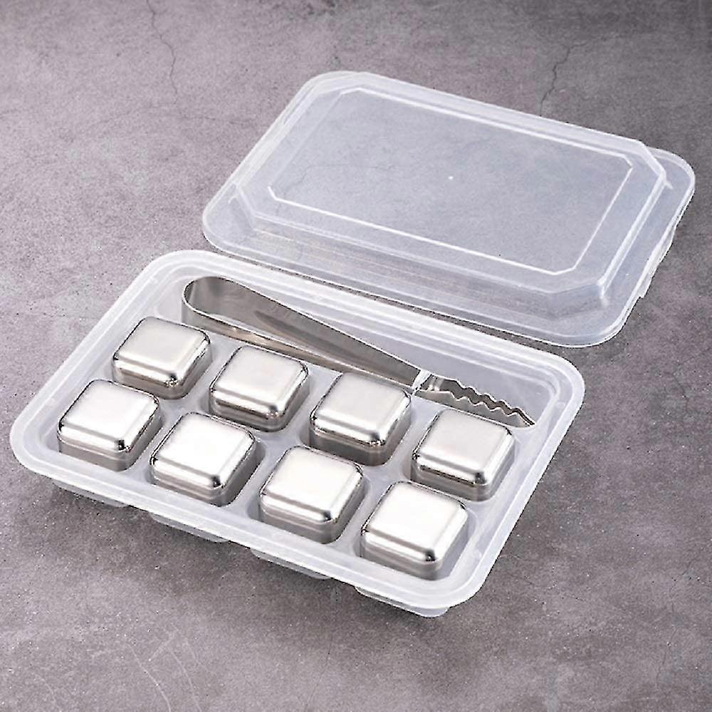 Ice Cubes Reusable Stainless Steel,set Of 8 Cooling Cubes