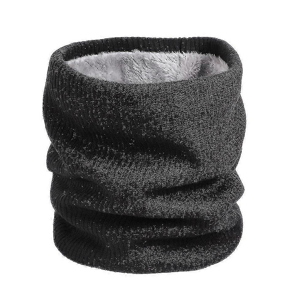 Winter Neck Warmer Gaiter Double-Layer Soft Fleece Lined Thick Knit Circle Scarf Windproof