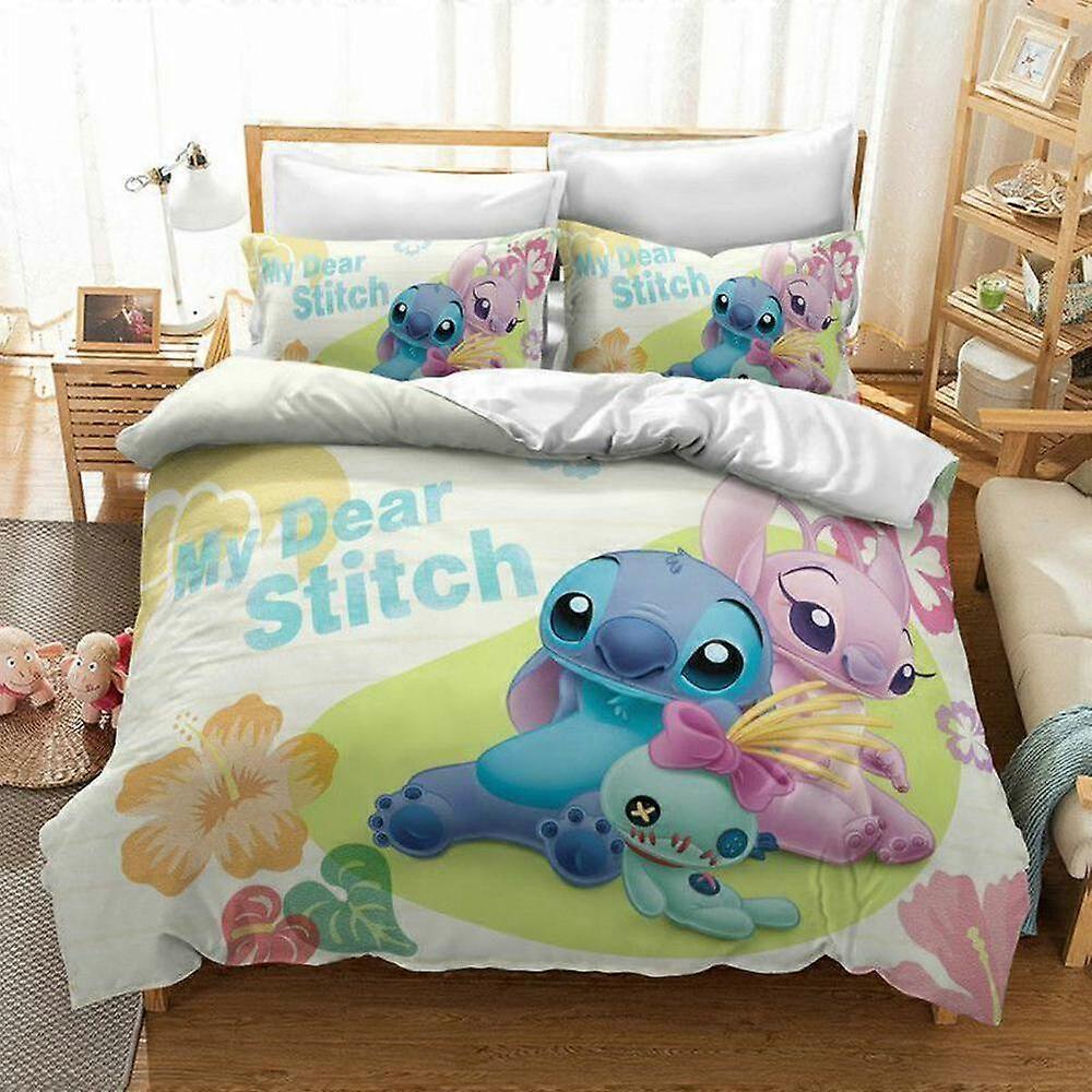 a1181 Bed Sheets Lilo & Stitch  Quilt Duvet Cover Set Comforter Cover Bed Linen Bedclothes3-Piece Bedding Set (1 Duvet Cover + 2 Pillow Shams) Tm1181