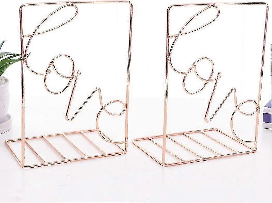 Minimalist Style Bookends, Metal Adjustable, Rose Gold