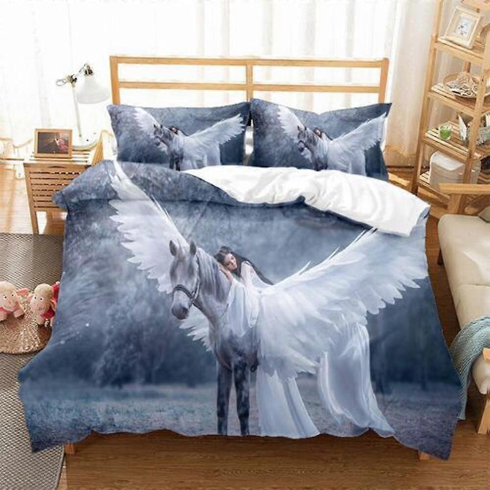 v867 Lenzuola Mitico Pegaso Dea Voyage Trapunta Set Copripiumino Super Consolatore Set Biancheria Da Letto In 3 Pezzi (1 Copripiumino + 2 Copricuscino) Letto S