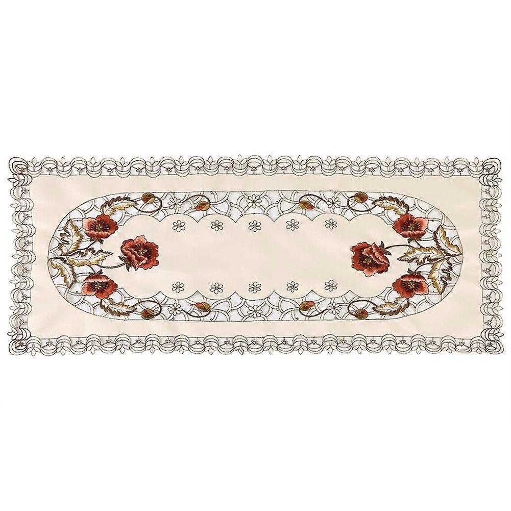Red Floral Flower Hollow Embroidered Table Runner Tablecloth Cutwork Table Decor Rectangle