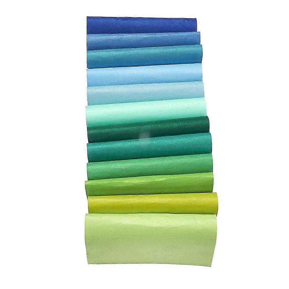 Non Woven Fabric Embroidery Needle Felt for DIY Crafts Square Gradual Green Color 298~300x298~300x1mm 12pcs/set
