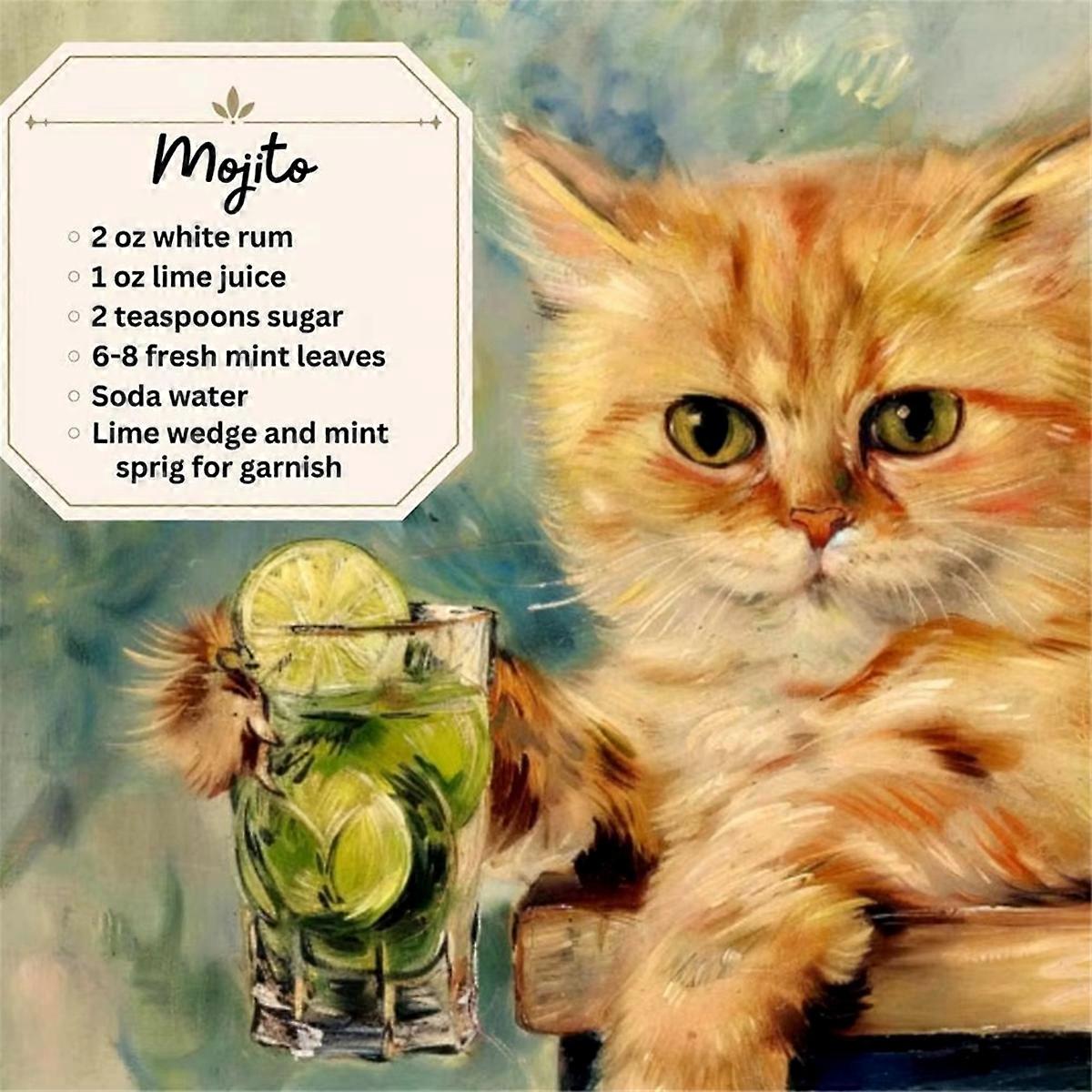 Decorative Wall Calendar 2025 Cat Cocktails Pattern Desk Calendar Decorative Animal Calendar for Ta
