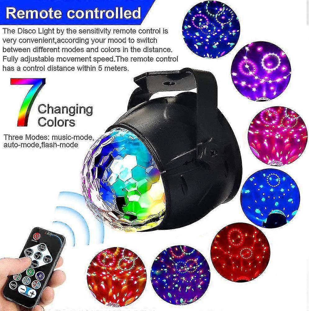 7 Colour Lighted Party Sound Activated Mini Crystal Ball Projector