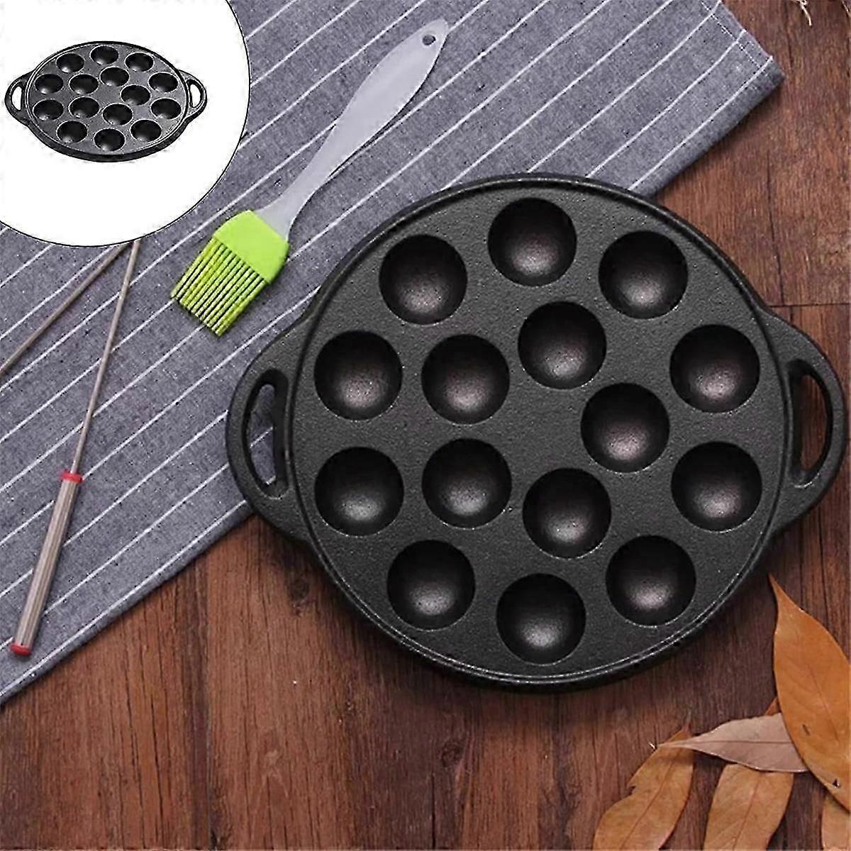 15 τρύπες μαντεμένιο ταψί Takoyaki Pan Χταπόδια μικρό ταψί για τηγανίτες μπάλες Poffertjes Takoyaki Ba