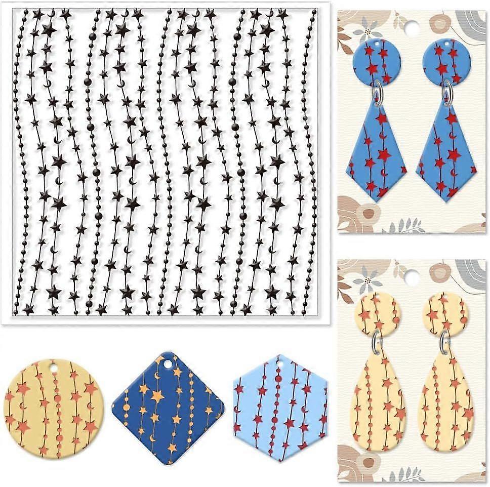 Stars Moon Polymer Clay Texture Sheets Silicone Texture Stamp Clay Texture Mat Modeling Pattern Pad Texture Sheets for Polymer Clay Jewelry and Clay E