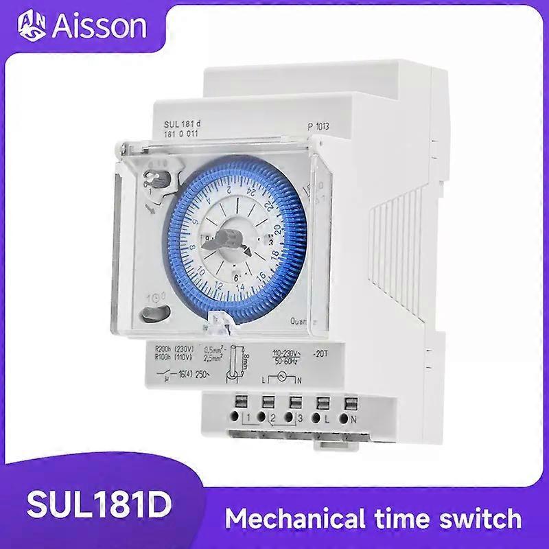 Fsw SUL181D Din Rail Mechanical Timer 24 Hour Time Switch Relay Electrical Programmable Timer Switch AC220V