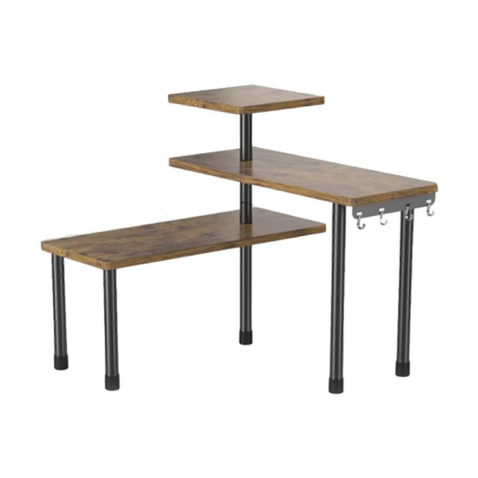 Kitchen Counter Shelf 3 Tier with Hooks for Coffee Station Office Countertop