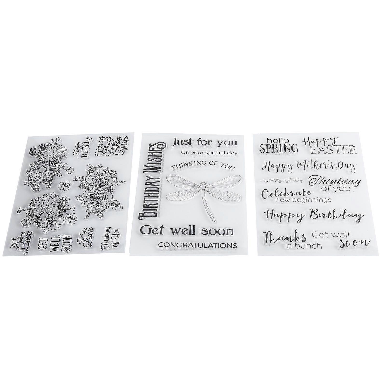 3Pcs Transparent Stamp Rubber DIY Journal Craft Accessories