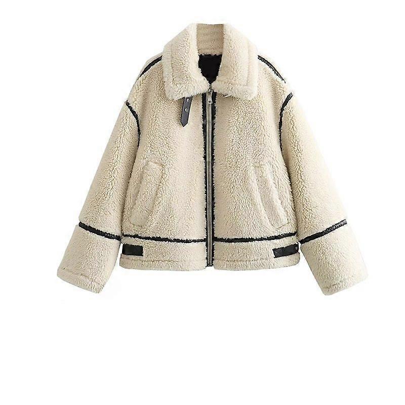 Manteau une pièce en fourrure de style rétro pour femme avec un col ample
