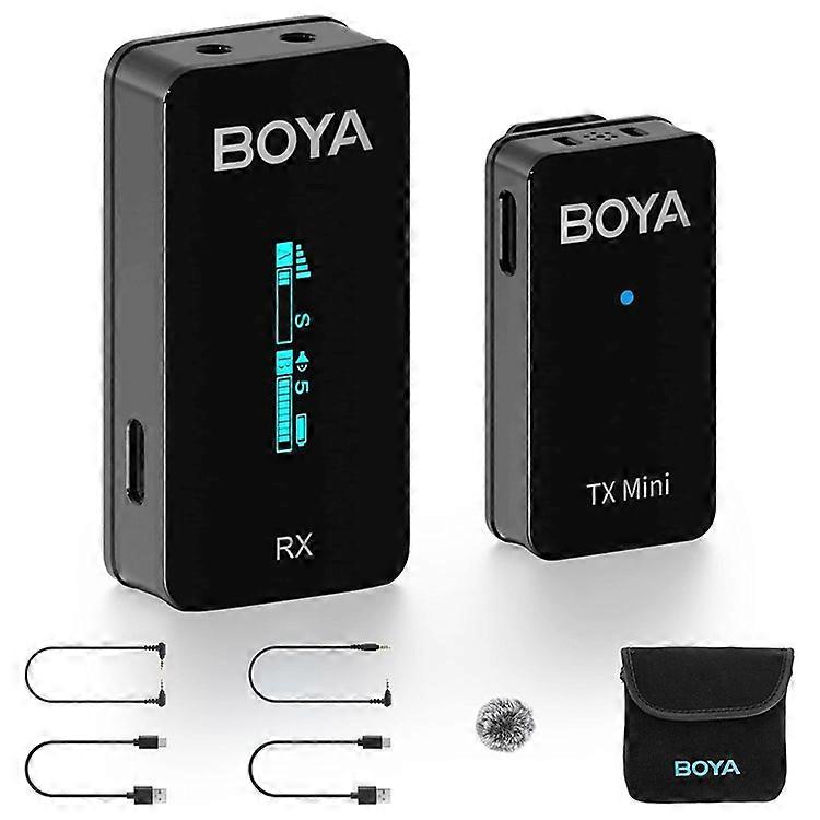 BOYA BY-XM6-S1MINI Drahtloses Mikrofon Ansteckmikrofon für Telefonkamera, 1 Mini-Sender + 1 Empfänger